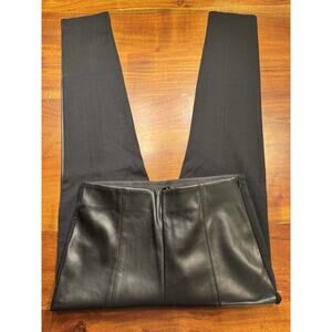 Ann Taylor Women’s Black Faux Leather Front Panel Pants Sz M - NEW